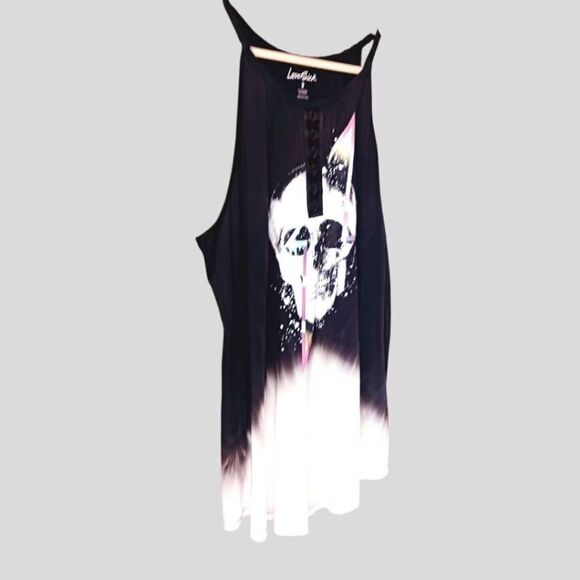TORRID Black & Ivory Tie Dye skull high Neck Tank Top - Picture 4 of 15